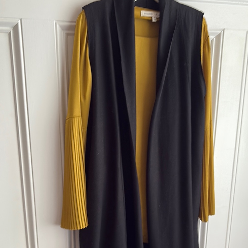 Eileen Fisher Black Long Wool Vest